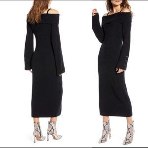 Something Navy Cold Shoulder Sweater Dress Black